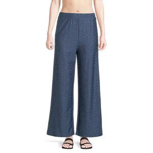 Milly Cabana Chevron Shimmer Pull On Pants Navy Silver Size L Beach Pool Resort